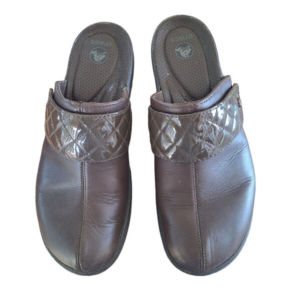 Crocs Cobbler Quilt Women's Size 9 Brown Leather Platform Clog Shoes Comfort - Picture 4 of 15